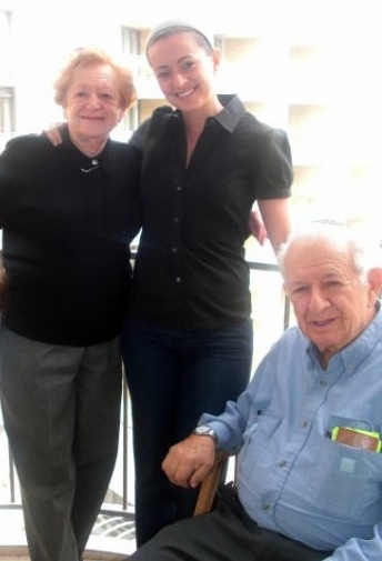 grandparents Marilyn and Manny Sklar (with Becca)